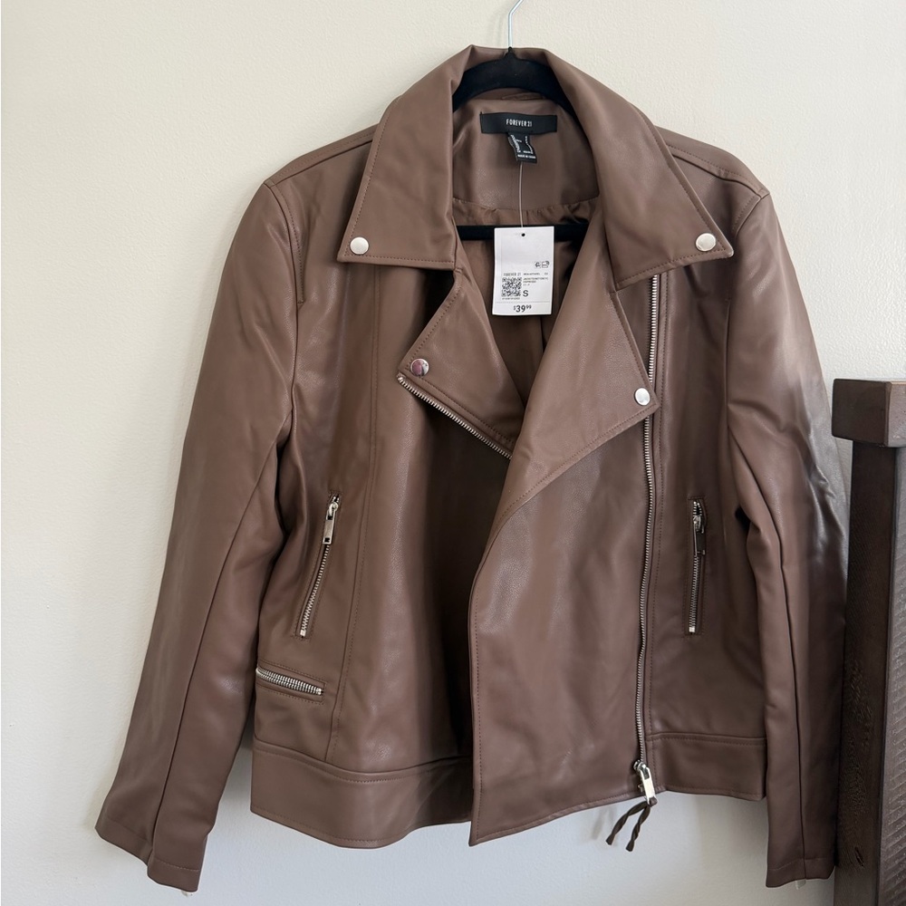 Forever 21 Tan Leather Moto Jacket - Picture 2 of 3